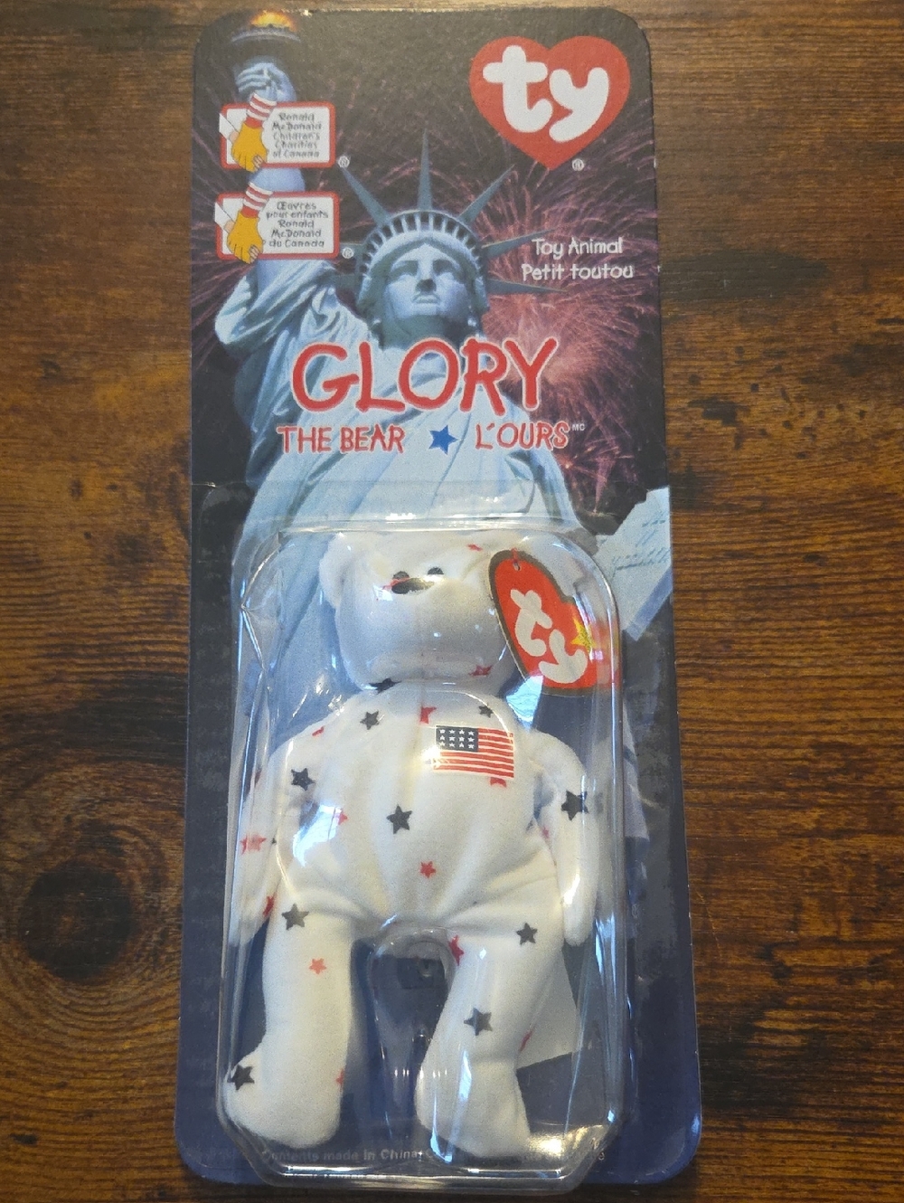 Ty Tiny Beanie "Glory The Bear" from the 1999 Ronald McDonald House Charities